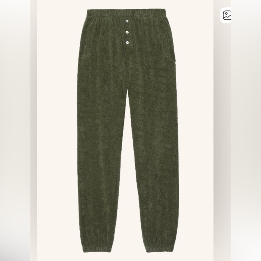 DONNI. Olive Green Terrycloth Joggers - Picture 3 of 3